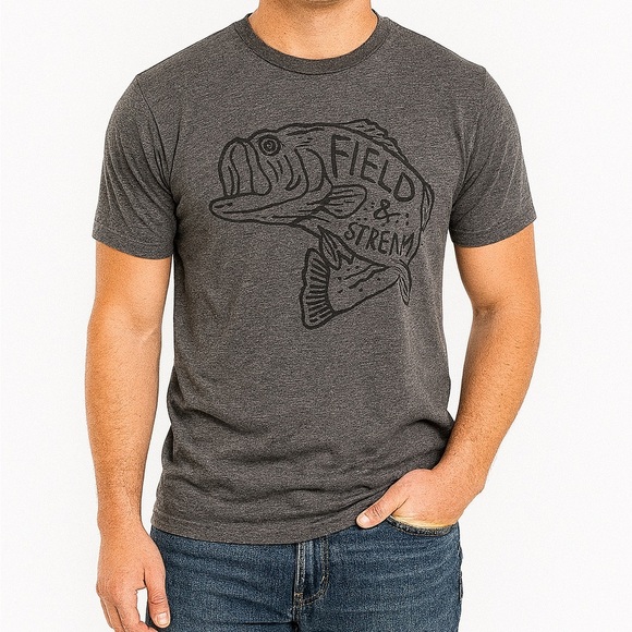 Men’s Field & Stream Charcoal Fish Graphic Tee - Picture 1 of 3